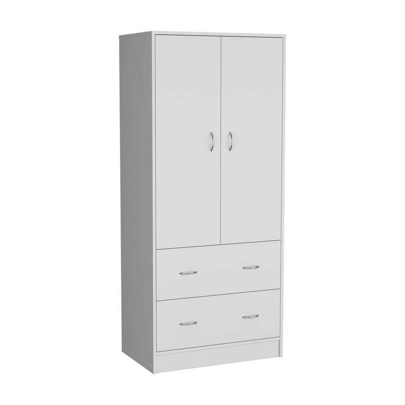 71" Two Door Two Drawer Combo Dresser - White