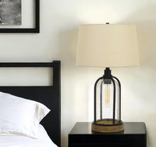 Load image into Gallery viewer, Metal Two Light Globe Table Lamp With Eggshell Empire Shade - Brown
