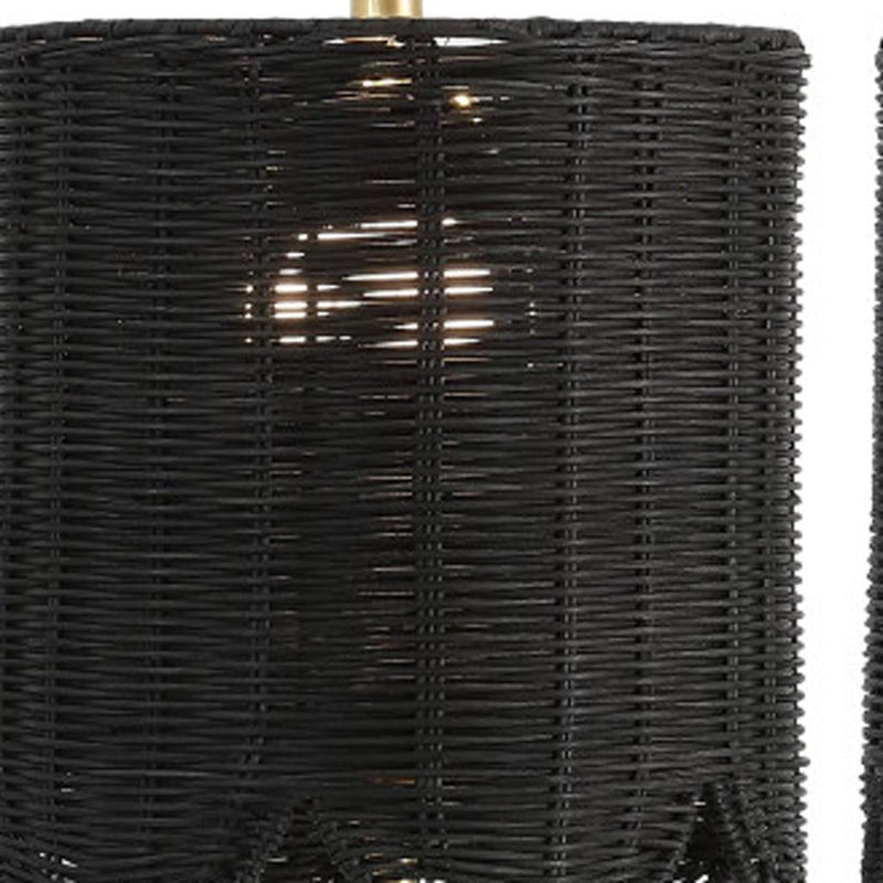 28" Table Lamps With Drum Shades (Set of 2) - Black