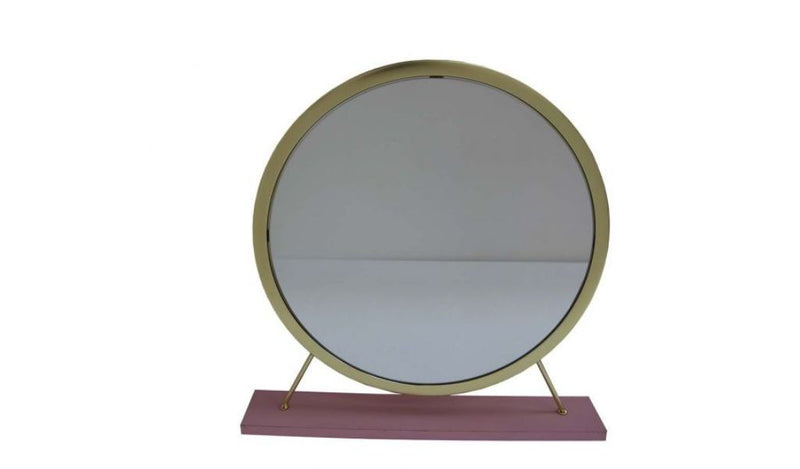19" Round Metal Framed Freestanding Mirror - Brass