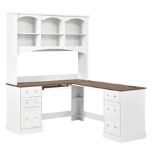 Load image into Gallery viewer, Space Saving L-Shaped Computer Desk With Keyboard Tray &amp; Charging Stations

