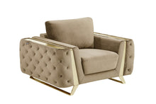 Load image into Gallery viewer, Velvet Tufted Club Chair - Beige And Gold
