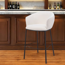 Load image into Gallery viewer, 30" Shearling And Steel Bar Height Bar Chair - Ivory / Black
