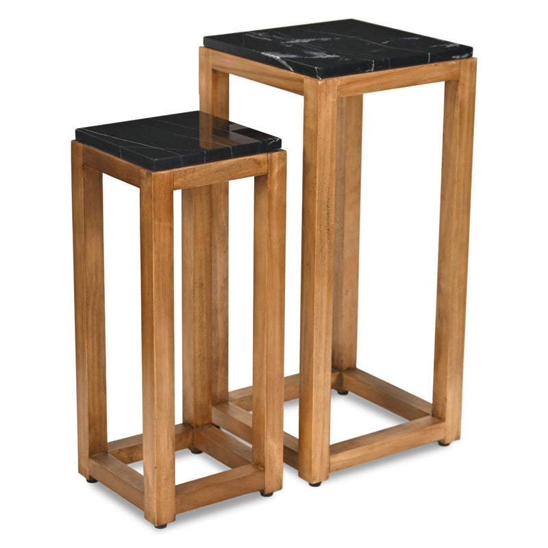 Square Nested Tables (Set of 2) - Black / Brown