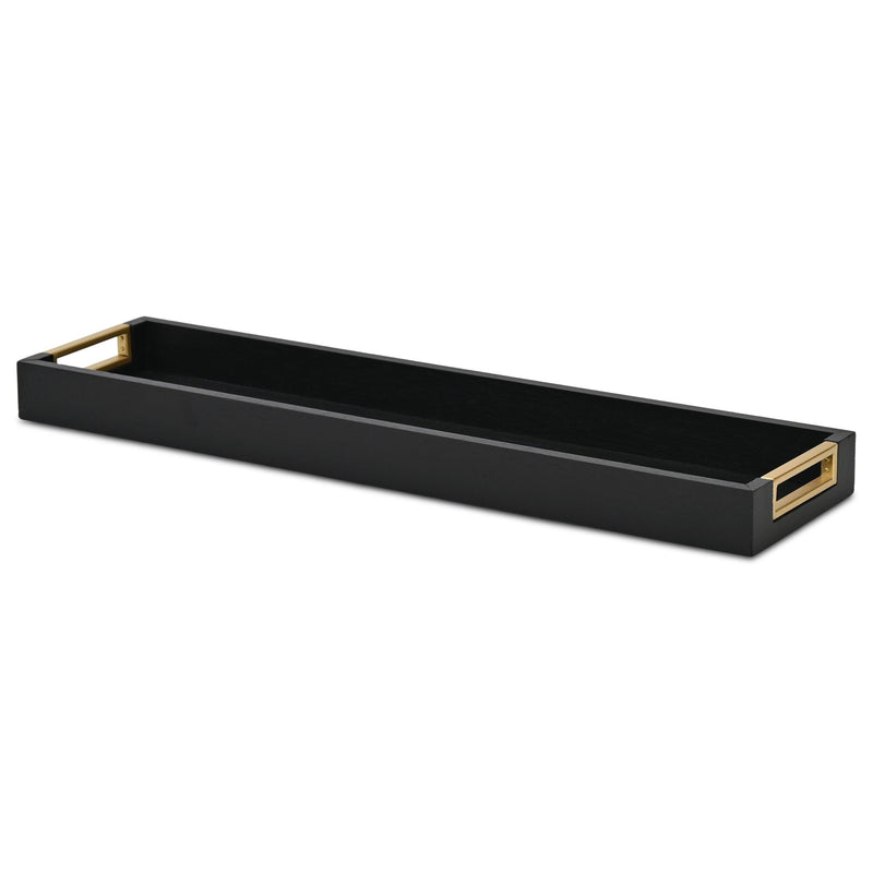 24" Solid Wood Handmade Vanity Tray With Handles - Black