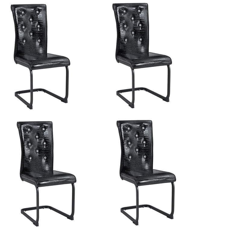Faux Leather Metal Dining Side Chairs (Set of 4) - Black