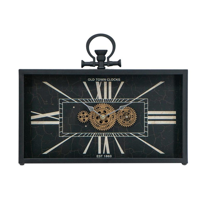 Analog Vintage Style Crackle Wall Clock (485987) - Black / Gold