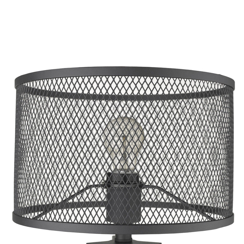 Solid Wood Tripod Table Lamp With Black Drum Shade - Brown