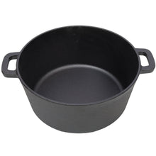 Load image into Gallery viewer, 3 In 1 Pre-Seasoned Cast Iron Dutch Oven, Outdoor Camping Deep Pot, 5 Quart With Silicone Handles - Black
