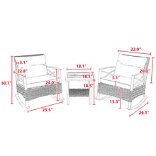 Load image into Gallery viewer, 3pcs rocking rattan set wholesale leisure chair outdoor rattan rocking chair set grey
