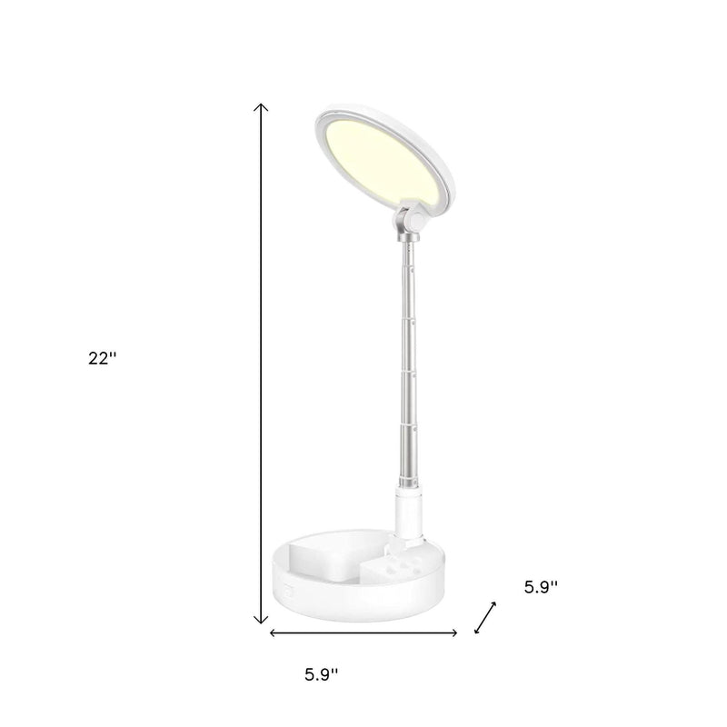 22" Metal And Plastic Adjustable Portable Desk Lamp LED With Phone Clamp - White