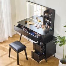 Load image into Gallery viewer, Wood Mirrored Four Drawer Vanity Table Lights - Black
