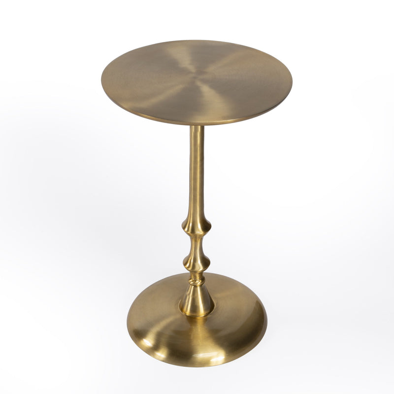 Aluminum Round Pedestal End Table - Gold