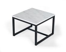 Load image into Gallery viewer, Stone And Metal Square End Table - Black And White
