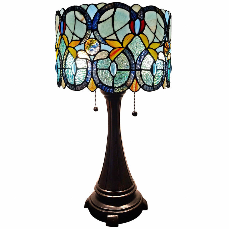 Metal Two Light Candlestick Table Lamp With Green Shade - Dark Brown