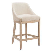 Load image into Gallery viewer, 27" Fabric And Solid Wood Counter Height Bar Chair - Beige / Natural
