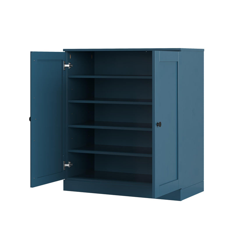 Twenty Pair Solid Woodshoe Storage Cabinet (752348) - Teal Blue