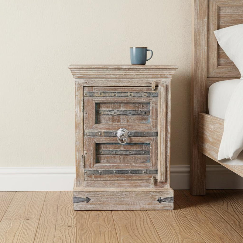 28" x 20" x 36" Solid Wood Nightstand - Distressed White