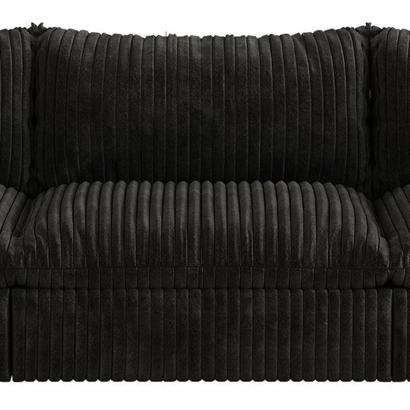 Corduroy Modular Sofa With Toss Pillows - Black