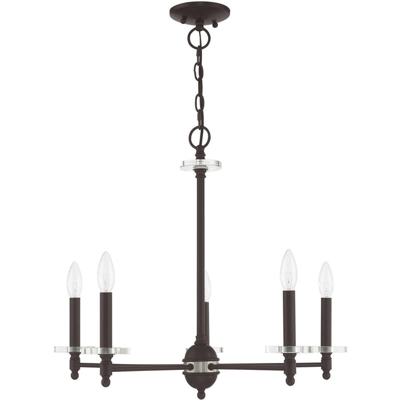 22'' Five-Light Dimmable Chandelier With Shades - Bronze