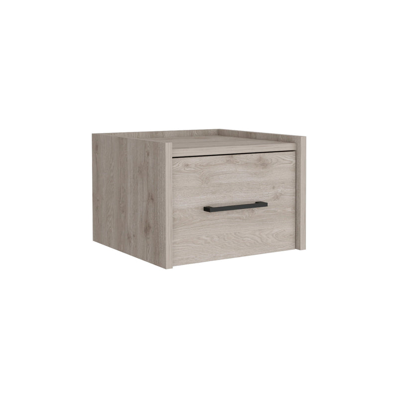 13.8" x 13.2" x 9.8" One Drawer Faux Wood Floating Nightstand - Gray