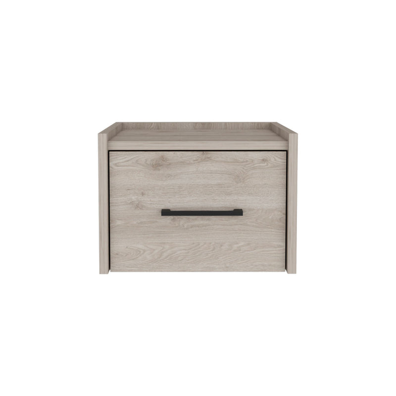 Wood One Drawer Floating Nightstand - Gray