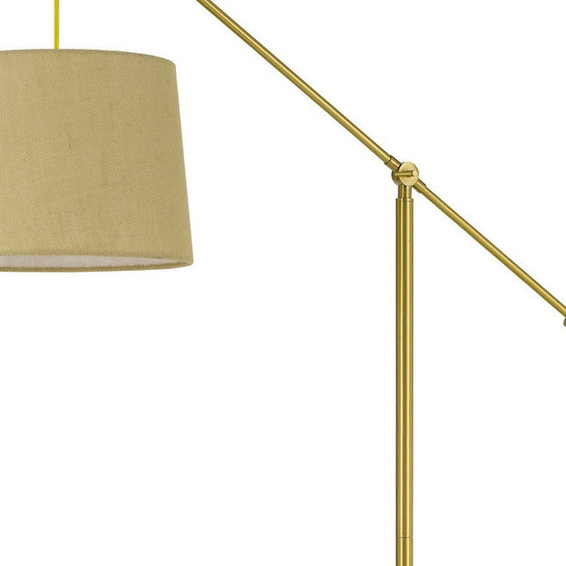 Adjustable Traditional Shaped Floor Lamp With Antiqued Brass Drum Shade - Brass