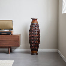 Load image into Gallery viewer, Hand Woven Bamboo Floor Vase, Decorative Accent For Living Room - Acacia Wood
