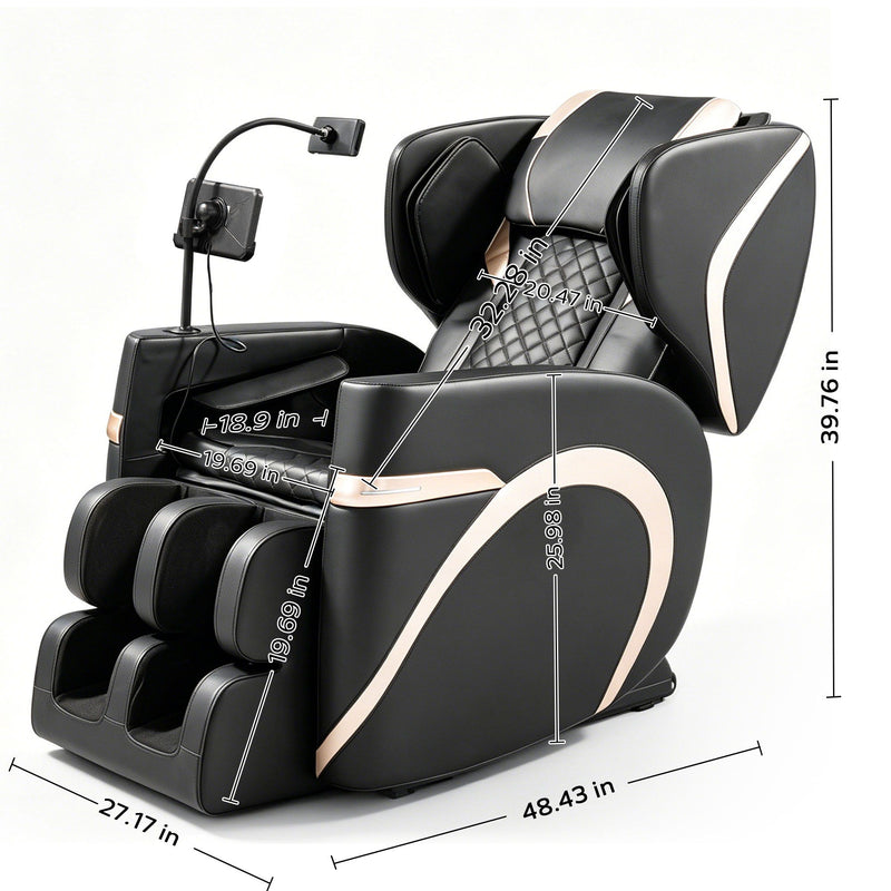 Massage Chair Recliner With Zero Gravity & Full Body Air Pressure - Black