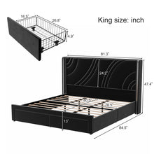 Load image into Gallery viewer, Modern Upholstered LED Bed Frame With Storage Drawers, Wingback Headboard, RGB Light
