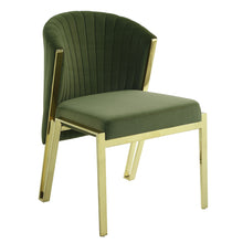 Load image into Gallery viewer, Upholstered Velvet Steel Wing Back Dining Side Chairs (Set of 2) - Green
