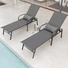 Load image into Gallery viewer, 2 Pieces Set Outdoor Patio Swimming Pool Lounge Gray Color with Pillow
