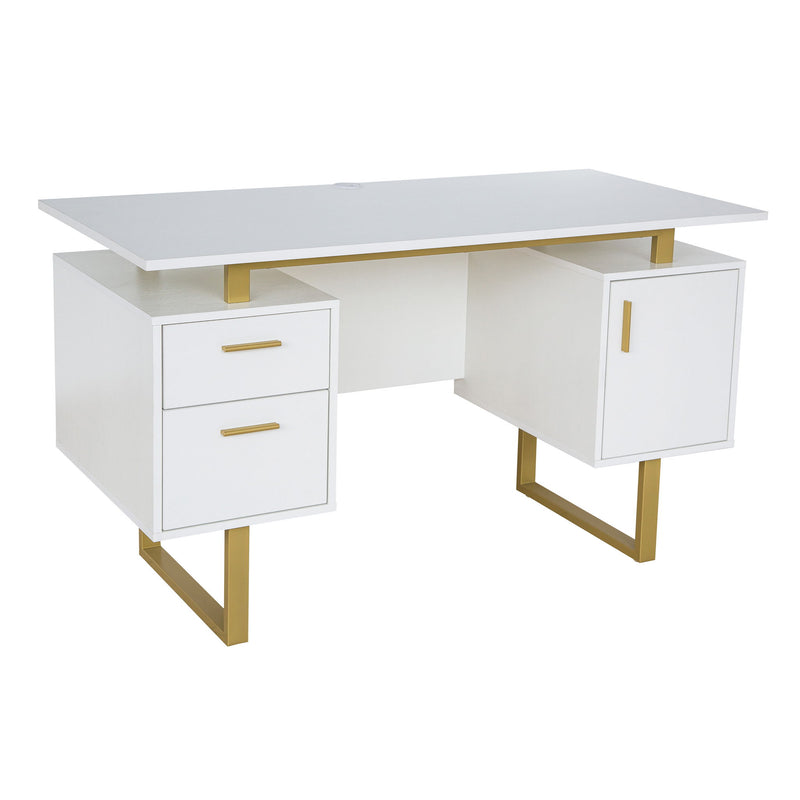 Computer Desk With Two Drawers - White / White