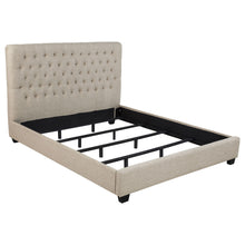 Load image into Gallery viewer, Upholstered California King Bed With Tufted Headboard And Birch Legs - Oatmeal
