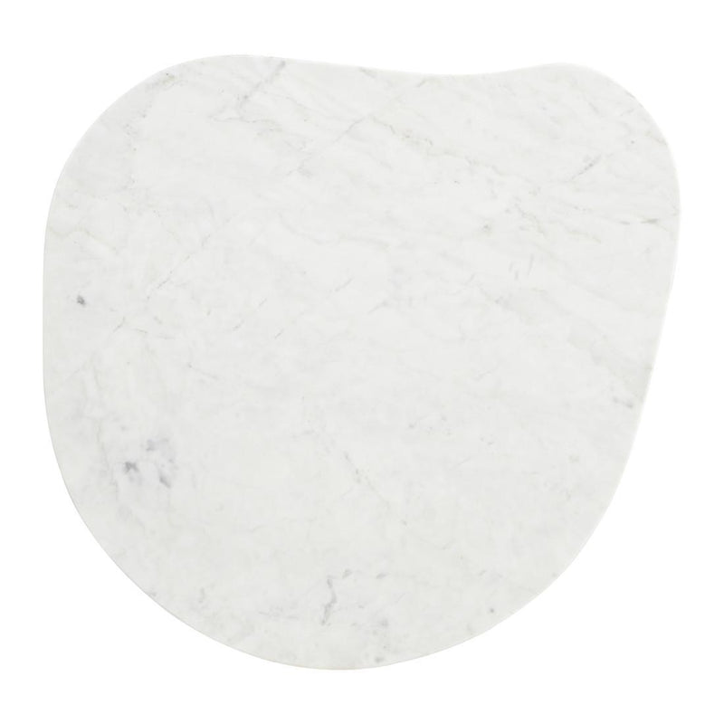 Marble And Solid Wood Free Form End Table - White And Walnut