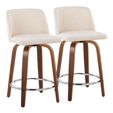 Load image into Gallery viewer, Toriano - Mid Century Modern Fixed Height Counter Stool With Swivel With Round Footrest (Set of 2)

