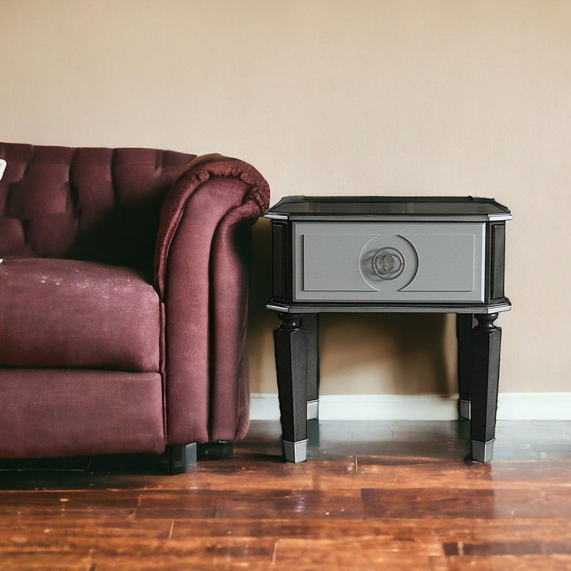 Manufactured Wood Square End Table - Charcoal And Light Gray