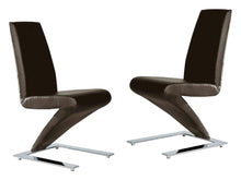 Load image into Gallery viewer, Upholstered Faux Leather Dining Side Chairs (Set of 2) - Brown / Silver
