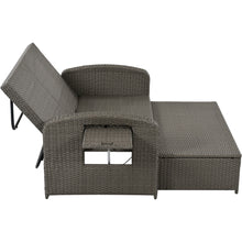 Load image into Gallery viewer, TOPMAX PE Wicker Rattan Double Chaise Lounge, 2-Person Reclining Daybed with Adjustable Back and Cushions, Free Furniture Protection Cover,Gray
