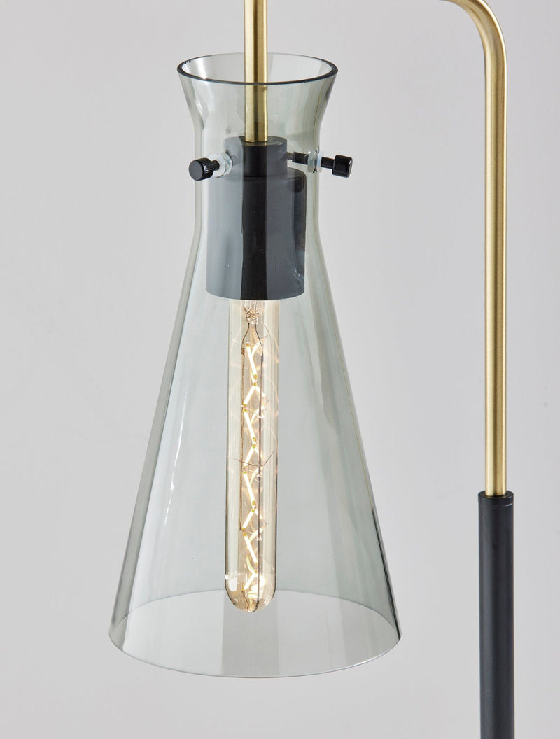 Metal Desk Lamp With Light Gray Cone Shade - Black And Gold
