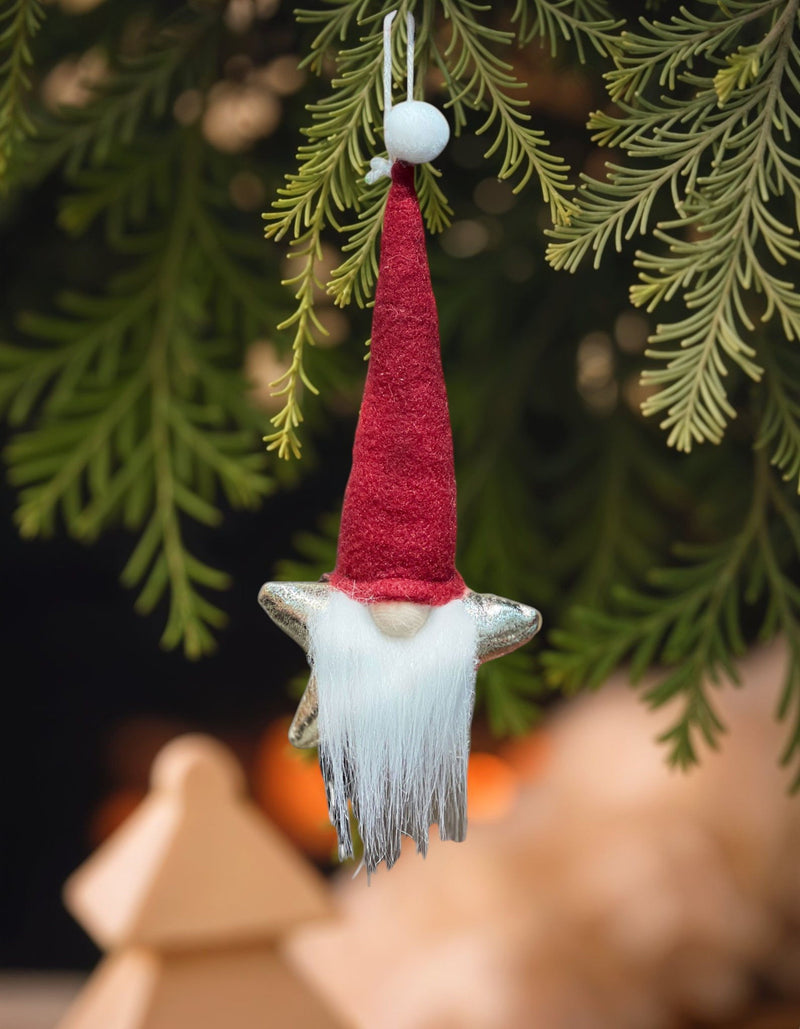 Fabric Christmas Santa Standing Gnome - Red / White / Gold