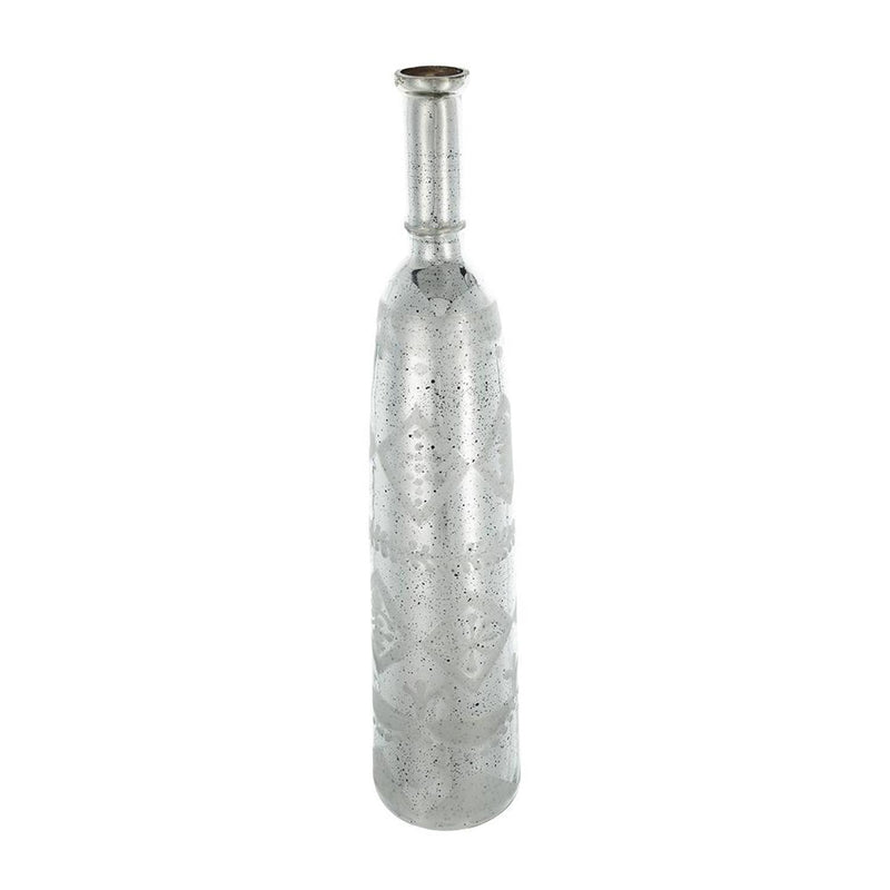 Floral Bottle Table Vase (574272) - Antiqued Silver