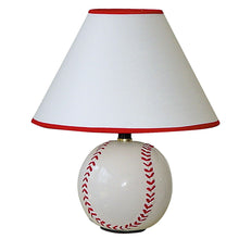 Load image into Gallery viewer, Ceramic Baseball Sports Table Lamp With White And Red Empire Shade - White And Red
