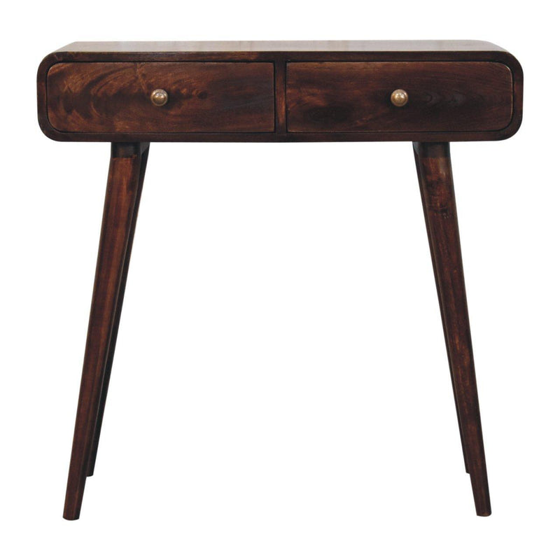 Solid Wood End Table With Two Drawers - Brown