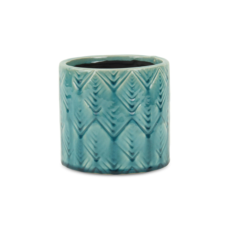 Geometric Round Pot Planter - Turquoise