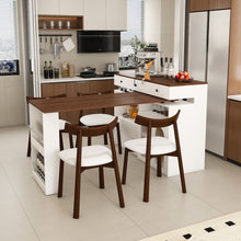 Load image into Gallery viewer, Retro Kitchen Island Set With Chairs, Extendable &amp; Rotating Table, 4 Drawers &amp; Door Cabinets
