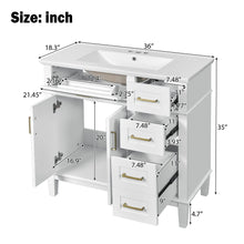 Load image into Gallery viewer, Modern Bathroom Vanity With Ceramic Sink, Soft Close Storage Cabinet
