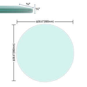 Round Tempered Glass Table Top Clear Glass, Thick Beveled Polished Edge - Black
