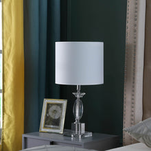 Load image into Gallery viewer, Crystal Standard Table Lamp With White Classic Drum Shade Table Lamp - Silver
