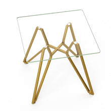 Load image into Gallery viewer, Glass Square Trestle Coffee Table - White / Gold
